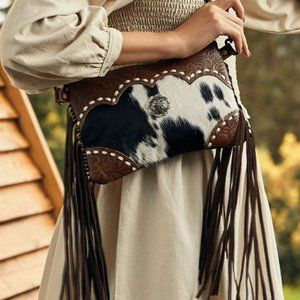 Myra Bay 244401 Art Decor Leather & Hairon Bag
